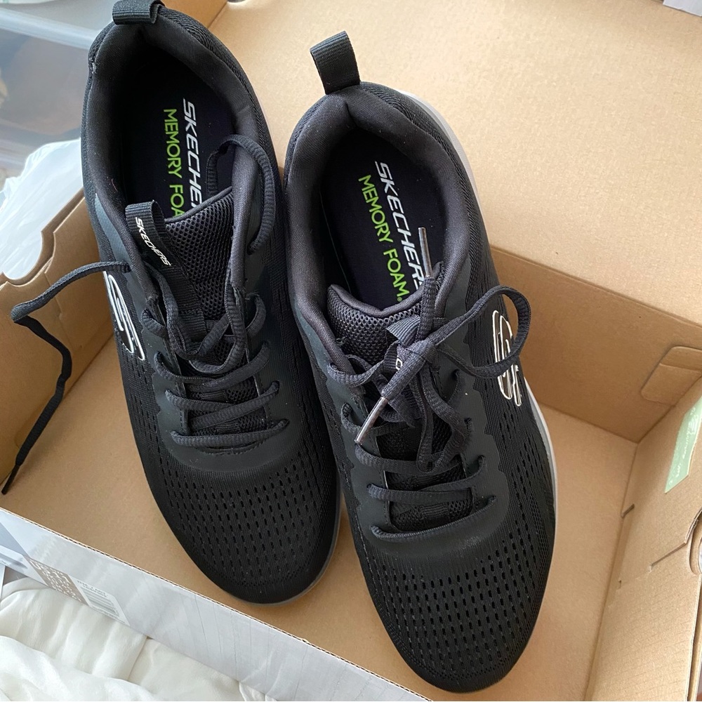 Skechers black charcoal gray mesh summits torre lace up sneakers - Picture 5 of 8